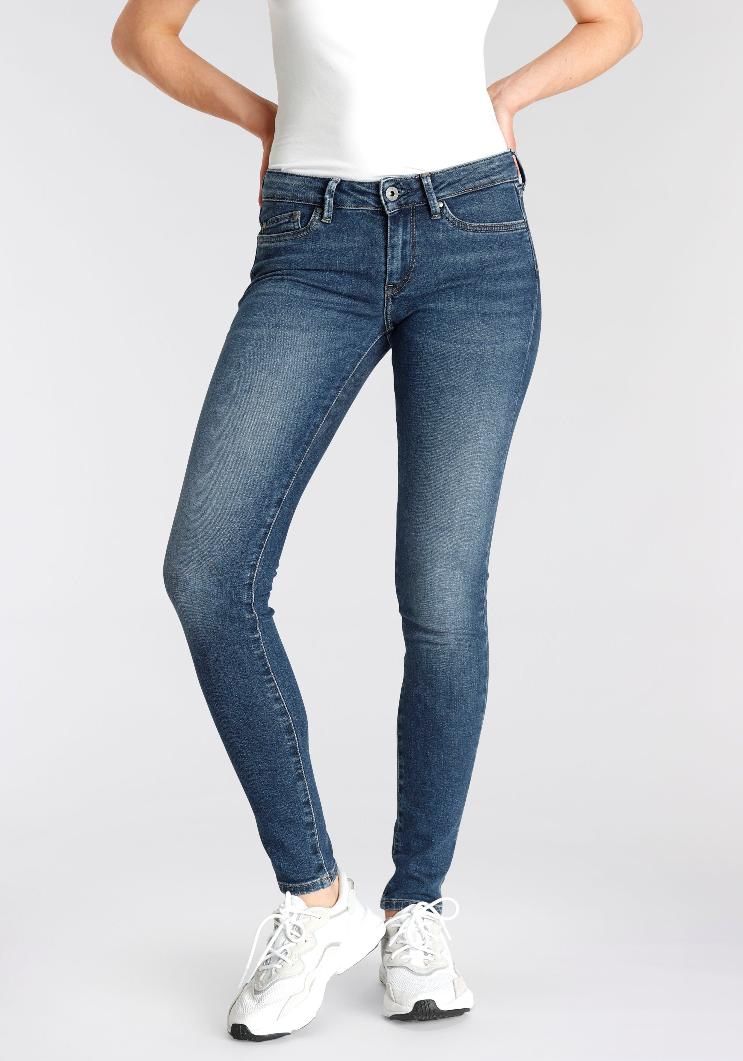 Pepe Jeans W28 L30 Pantaloni Nero Donna Pixie Skinny Vita